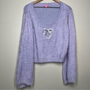 Sugar Thrillz Dolls Kill Women Sweater 3X Purple Heart Cutout Coquette Ballerina